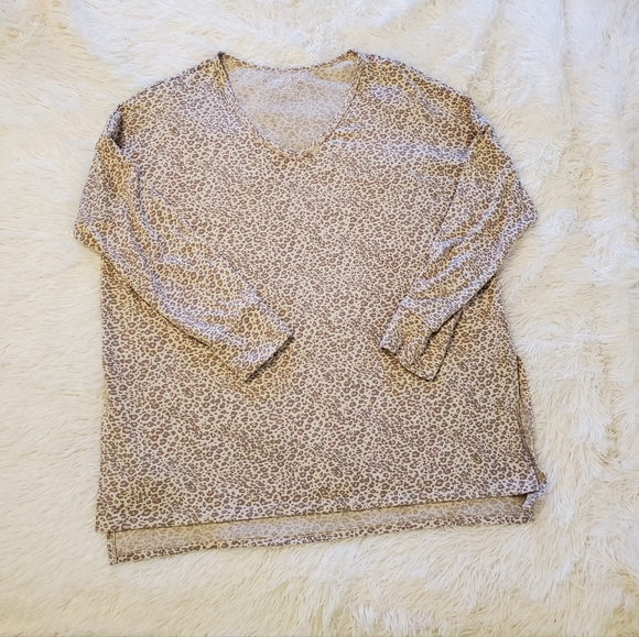 American Eagle Leopard Print Tunic Style V-Neck Sweater - Picture 6 of 8